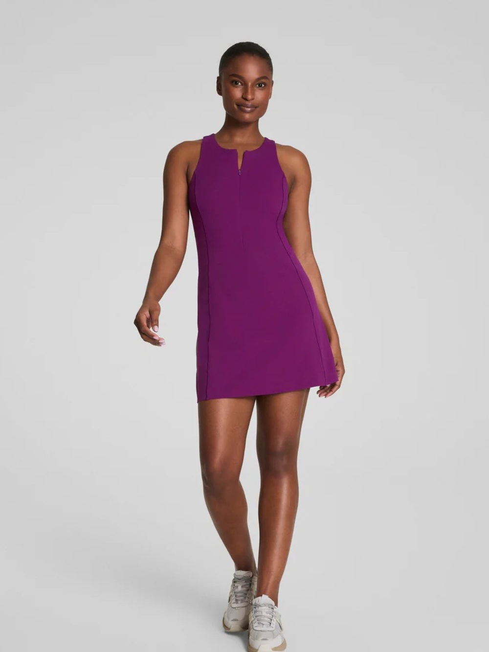 SPANX Purple Sleeveless Zip-Front Mini Dress